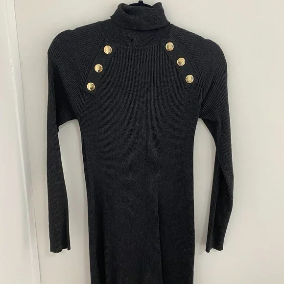 Zara | Dresses | Zara Tight Knit Dress With Gold Buttons | Poshmark